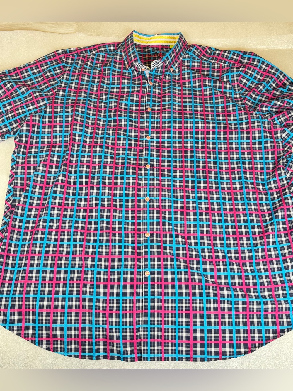 Robert Graham Men's 4XLT Short Sleeve Button Down Shirt Plaid Geometric Pattern